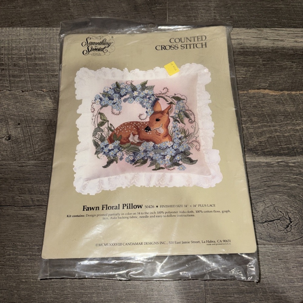 VtG Candamar Something Special Needlepoint Kit #50426 Fawn Floral Pillow Sealed